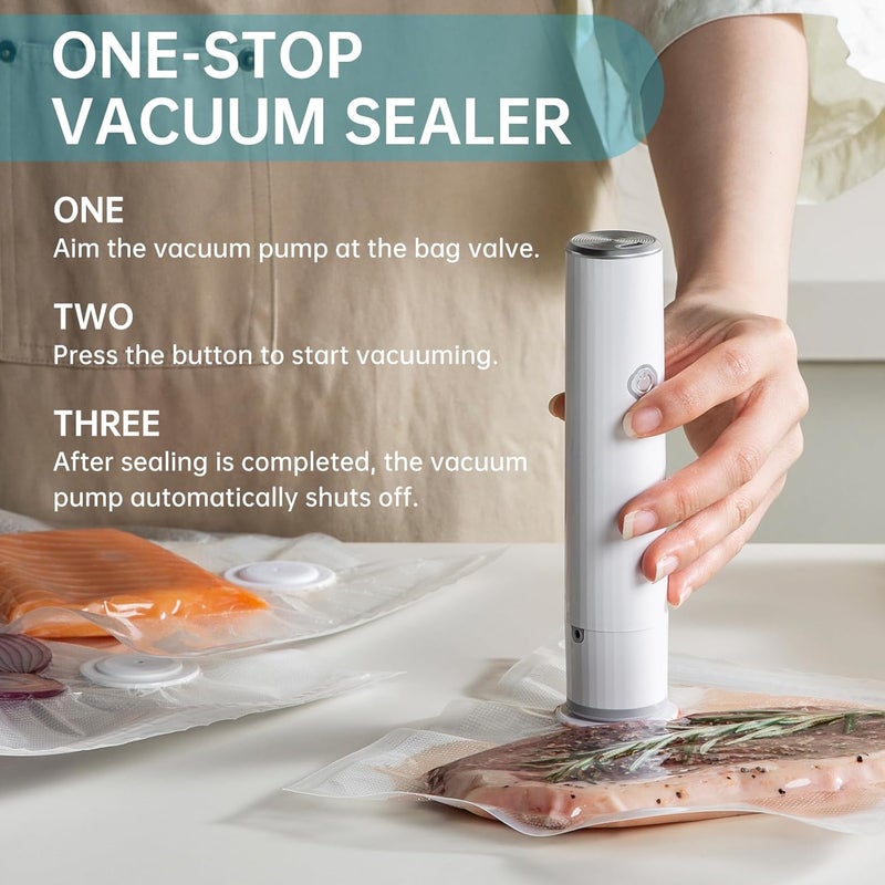 thetchry Handheld Vacuum Sealer for Food with 22 Reusable Sous Vide Bags, Compact Cordless Sealer Machine for Travel, Fresh & Save Meal Prep - Image 2